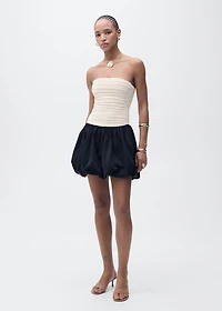 Draped-body balloon skirt dress