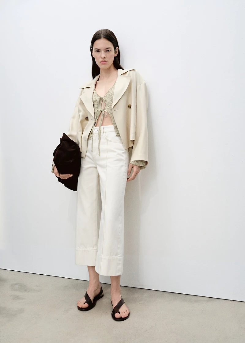 Cotton textured cardigan with bows