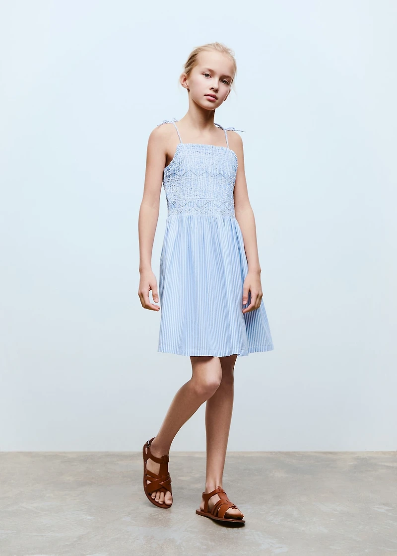 Striped gathered dress