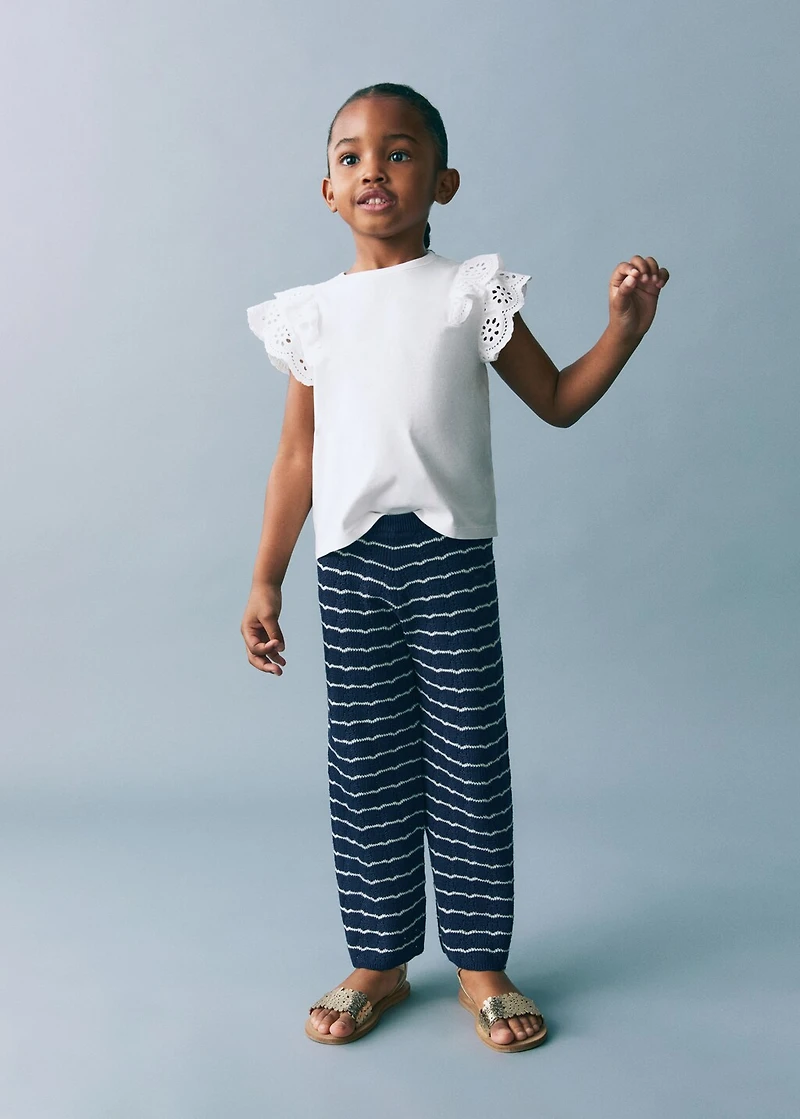 Knit pants with stripes