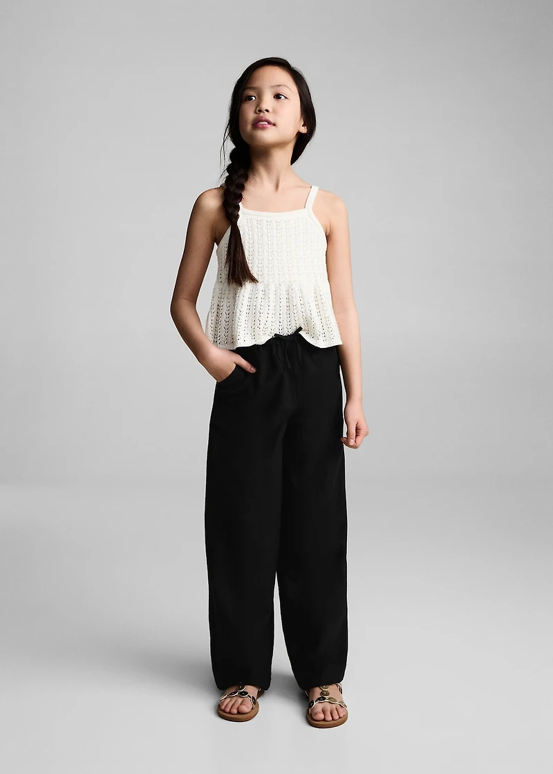 Cotton linen-blend trousers