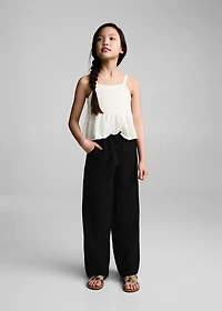 Cotton linen-blend trousers