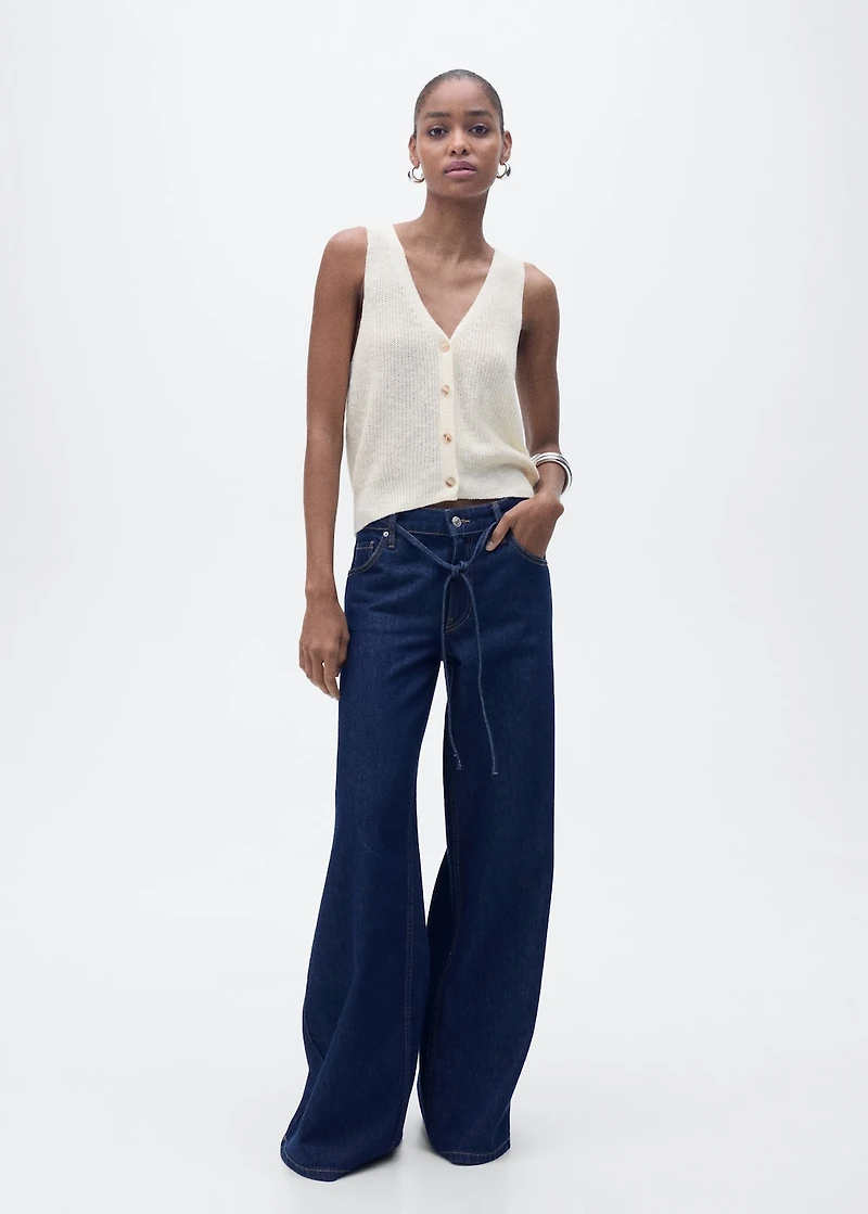 Chunky-knit vest with buttons