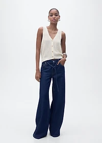 Chunky-knit vest with buttons