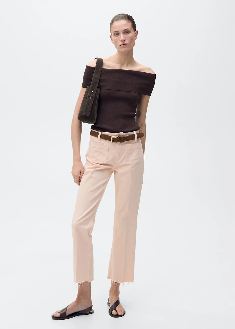 Flared cropped jeans with pockets