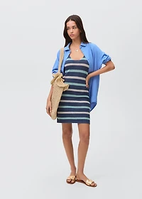 Striped knitted dress with lace accents