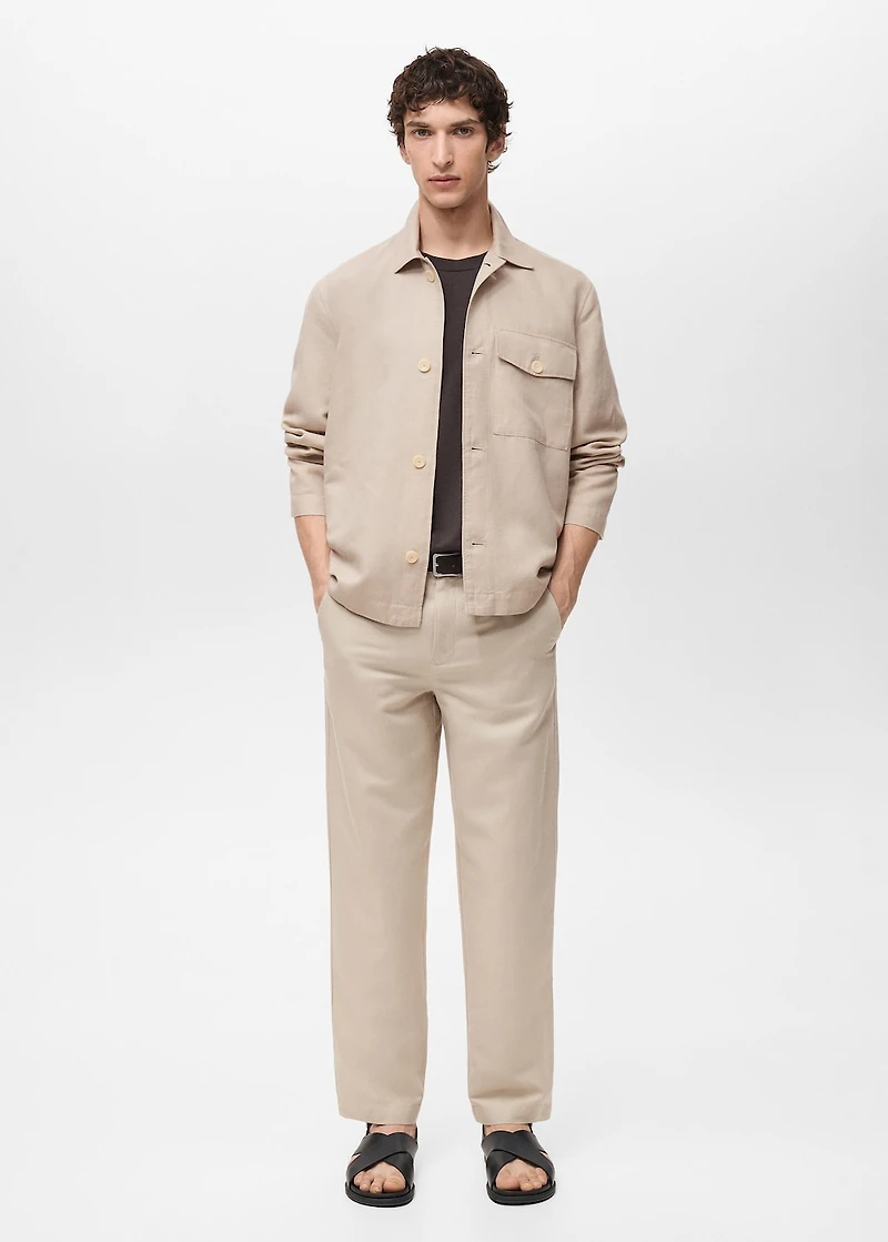 Straight-fit linen overshirt