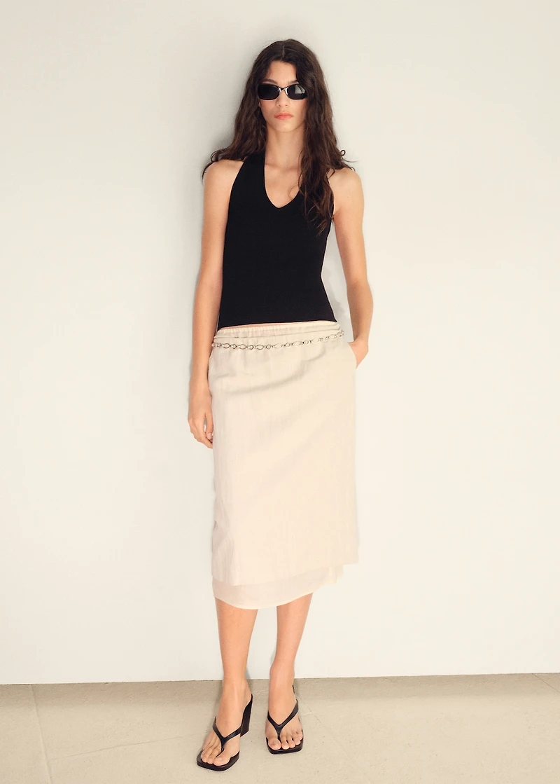 Ribbed halter-neck top