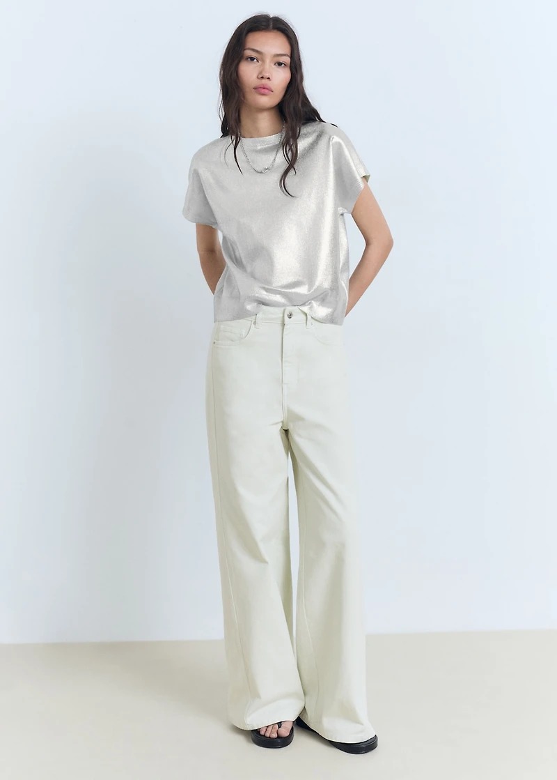 Short-sleeved foil knitted sweater