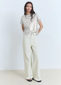 Short-sleeved foil knitted sweater