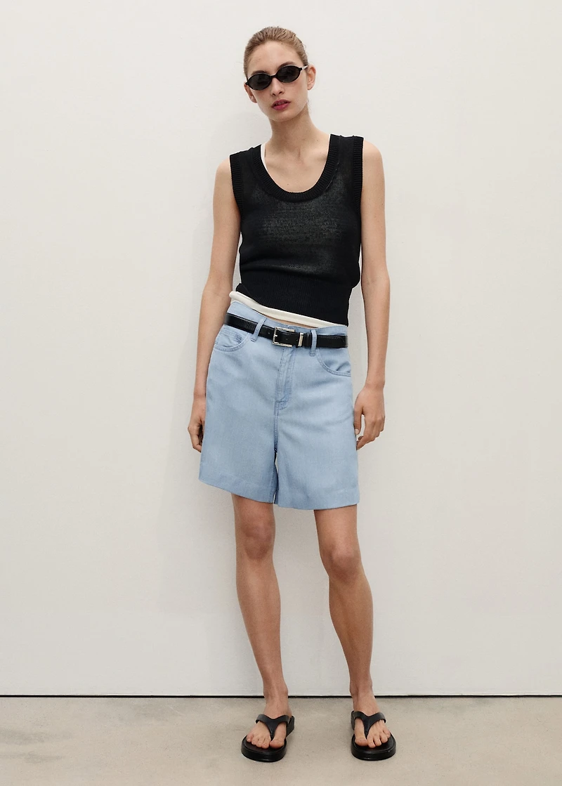 Straight-fit lyocell bermuda shorts