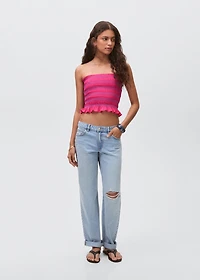 Strapless top with ruffles