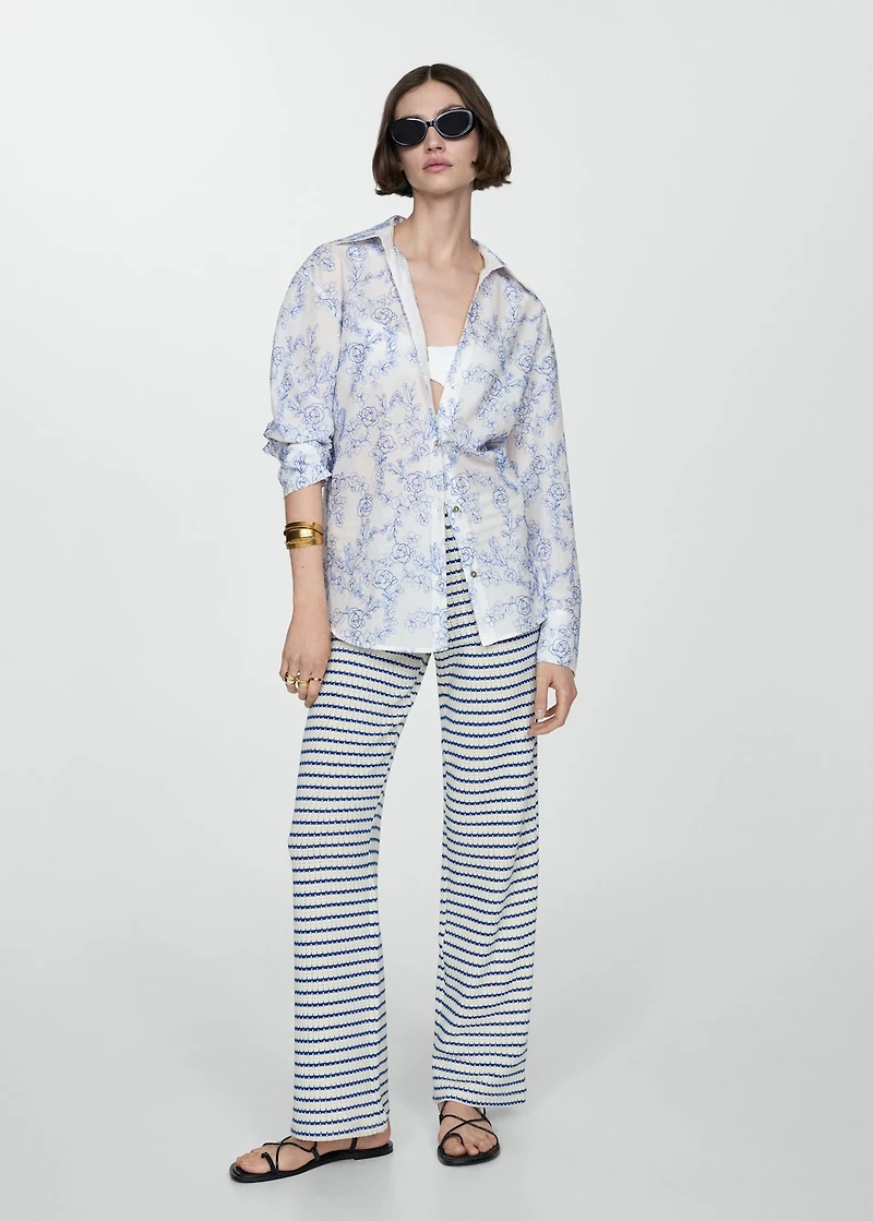 Shirt with floral embroidery