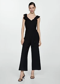 Long jumpsuit with tassel belt