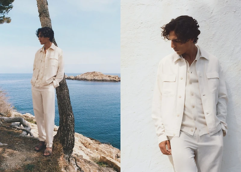 Bowling-style overshirt a linen blend