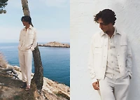 Bowling-style overshirt a linen blend