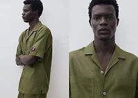 100% linen bowling-collar shirt