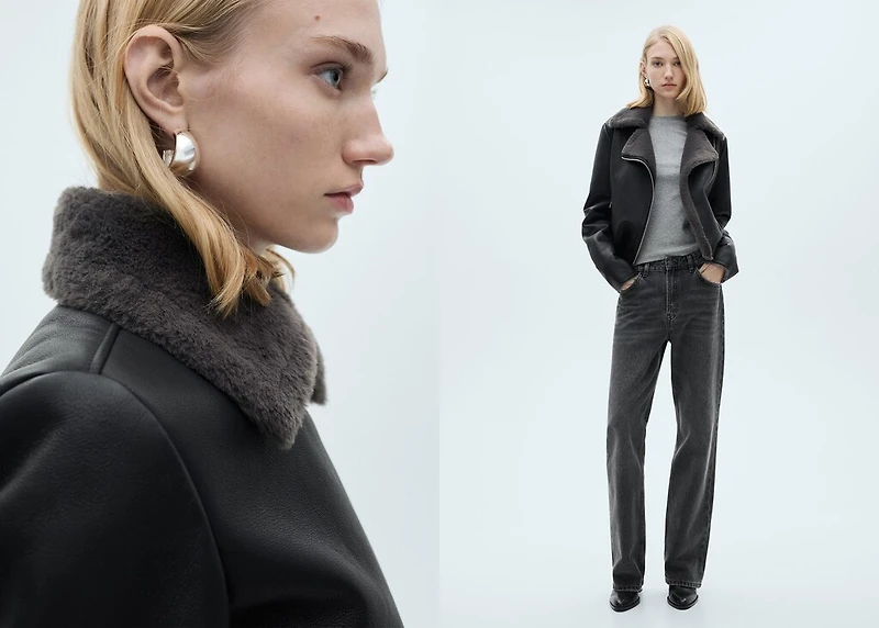 Jacket with faux shearling lining