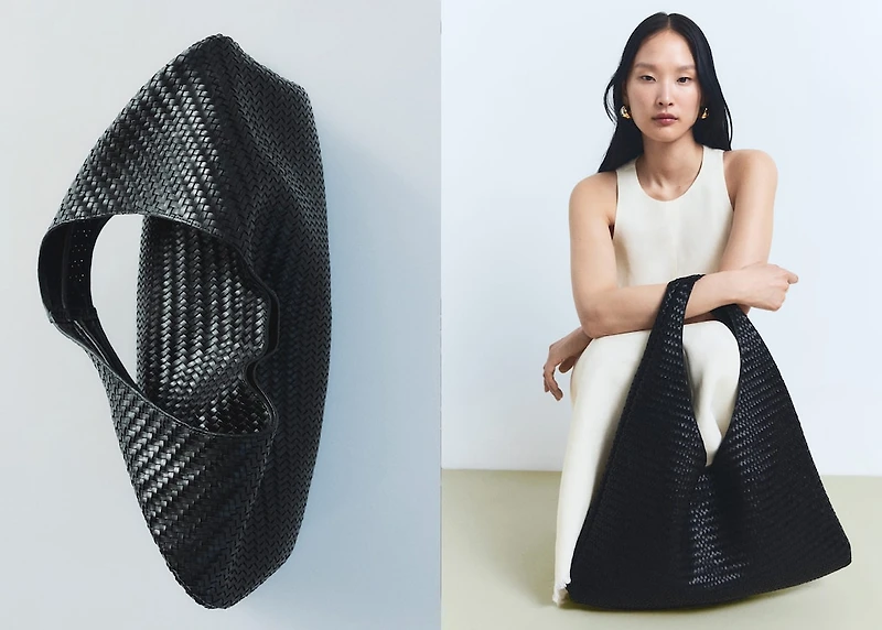 Large braided leather shoulder bag