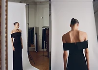 Off-the-shoulder dress with slit detail