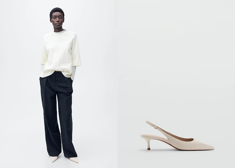 Pointed kitten-heel shoes