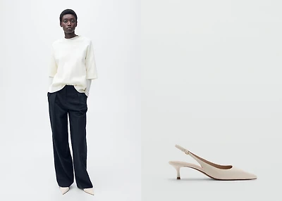 Pointed kitten-heel shoes