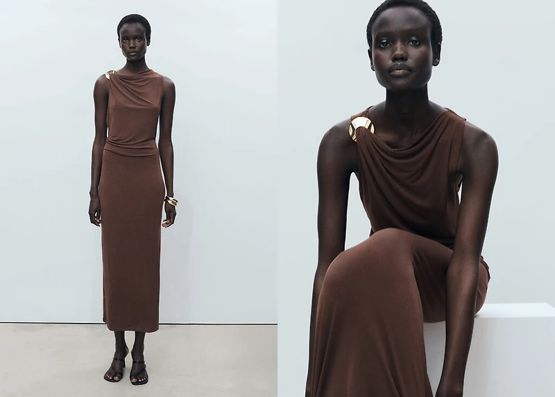 Draped dress with metallic detail