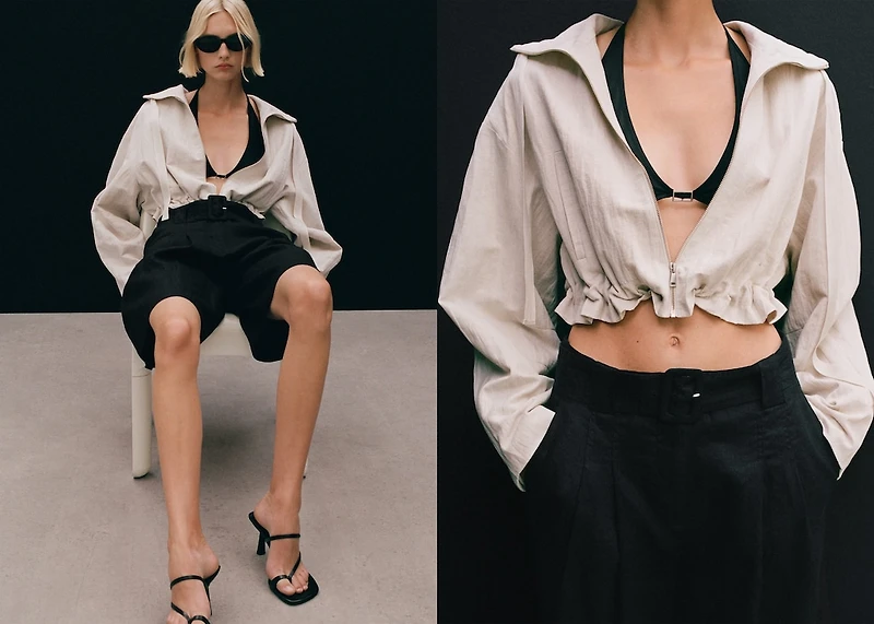 Belt linen-blend Bermuda shorts