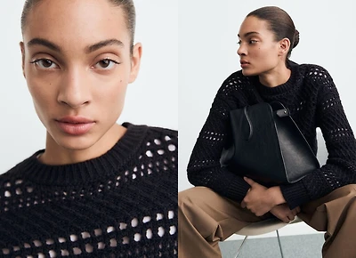 Knit sweater with lace pattern