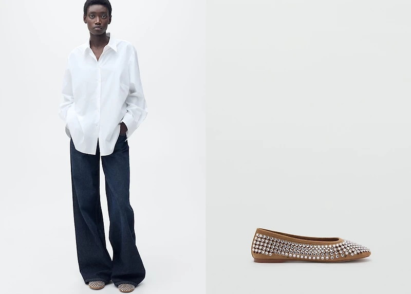 Rhinestone die-cut ballet flats