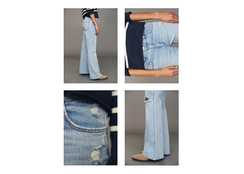 Flared jeans with decorative rips