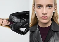 Leather jacket with flap pockets