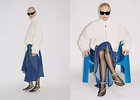 Striped midi-skirt with belt