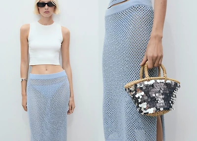 Knitted skirt with rhinestone detail