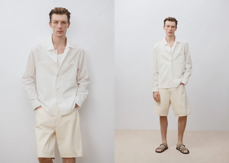 Linen-blend overshirt with pockets