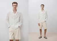 Linen-blend overshirt with pockets