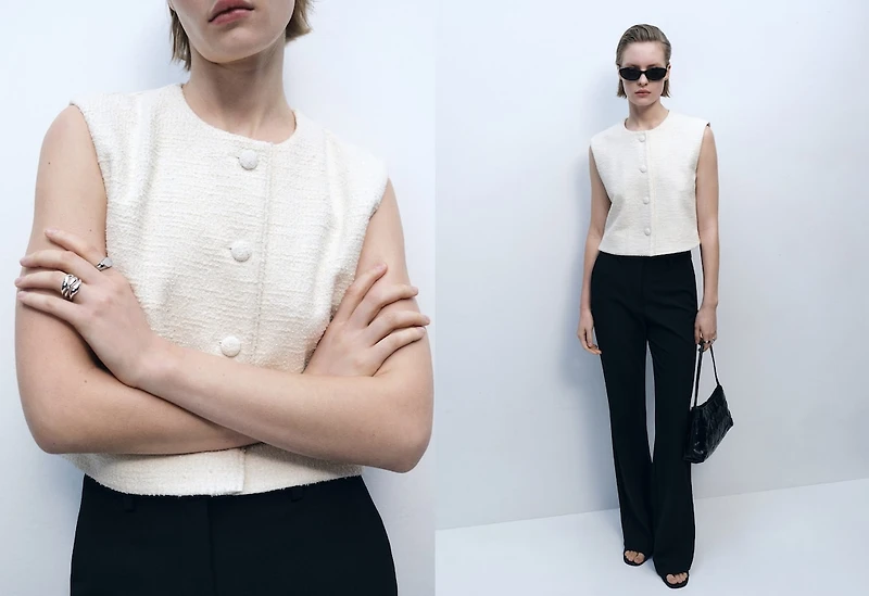 Tweed vest with buttons