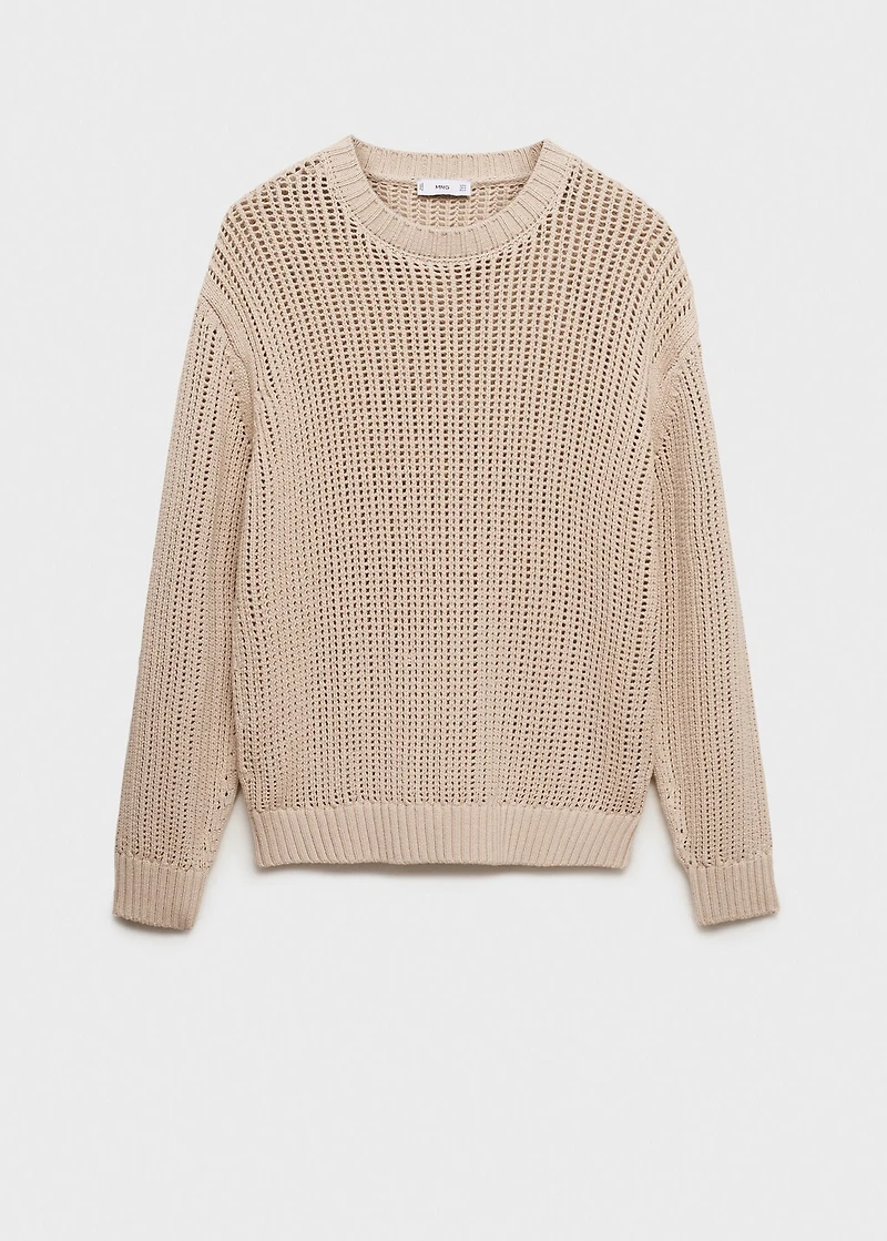 100% cotton knitted sweater with lace design