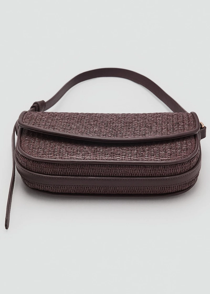 Raffia shoulder bag with flap