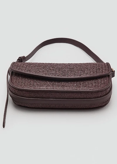 Raffia shoulder bag with flap