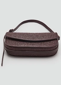 Raffia shoulder bag with flap