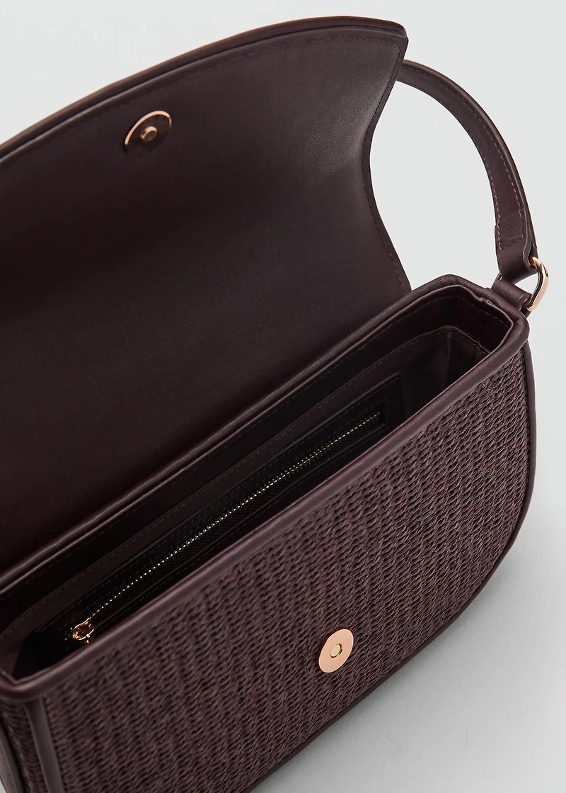 Raffia shoulder bag with flap