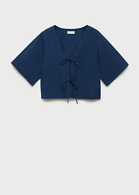 Flowy denim top with bows