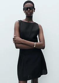 Linen-blend dress with pleats