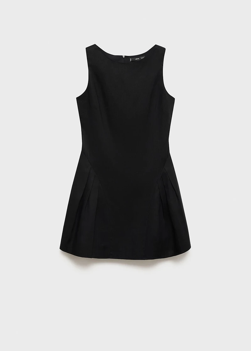 Linen-blend dress with pleats