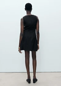 Linen-blend dress with pleats