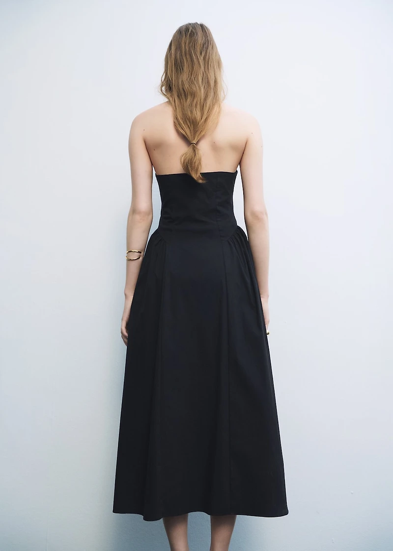 Halter neck cotton midi-dress