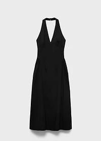 Halter neck cotton midi-dress