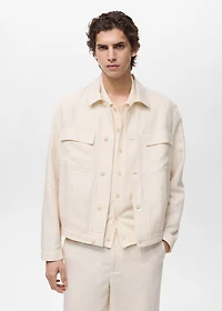 Bowling-style overshirt a linen blend
