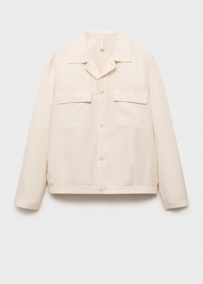 Bowling-style overshirt a linen blend